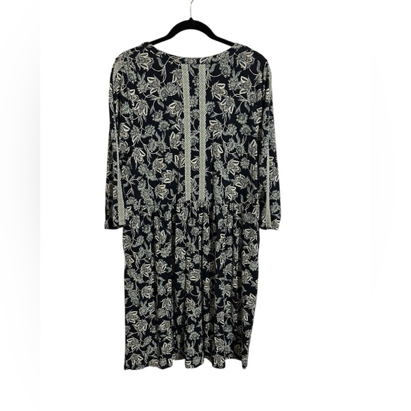 J. Jill Green Paisley Floral Cottagecore 3/4 Sleeve V-Neck Dress Relaxed Size M - Picture 4 of 11